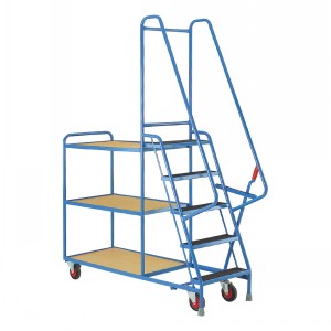 Mobile Steps Tray Trolley 5 Tread 3 Tier